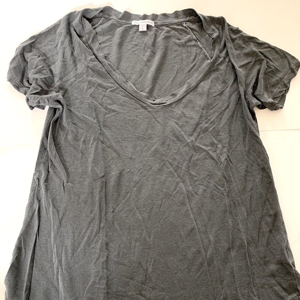 James Perse classic v-neck tee in faded/washed black